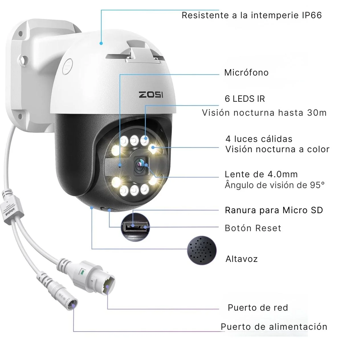 Cámara De Seguridad IP Poe PTZ 5MP Exterior 355° Pan 140° Tilt Con Auto Seguimiento Y Visión Nocturna 30M, Detección IA Y Audio Bidireccional - Image 5