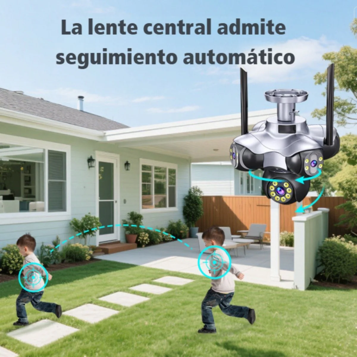 Cámara De Seguridad PTZ 25MP Ultra HD Wifi De 5 Lentes Con Rotación Eléctrica 355°/90°, IP65, Visión Nocturna A Color Memoria 32GB. Cámara Domo. Cámara Vigilancia - Image 3