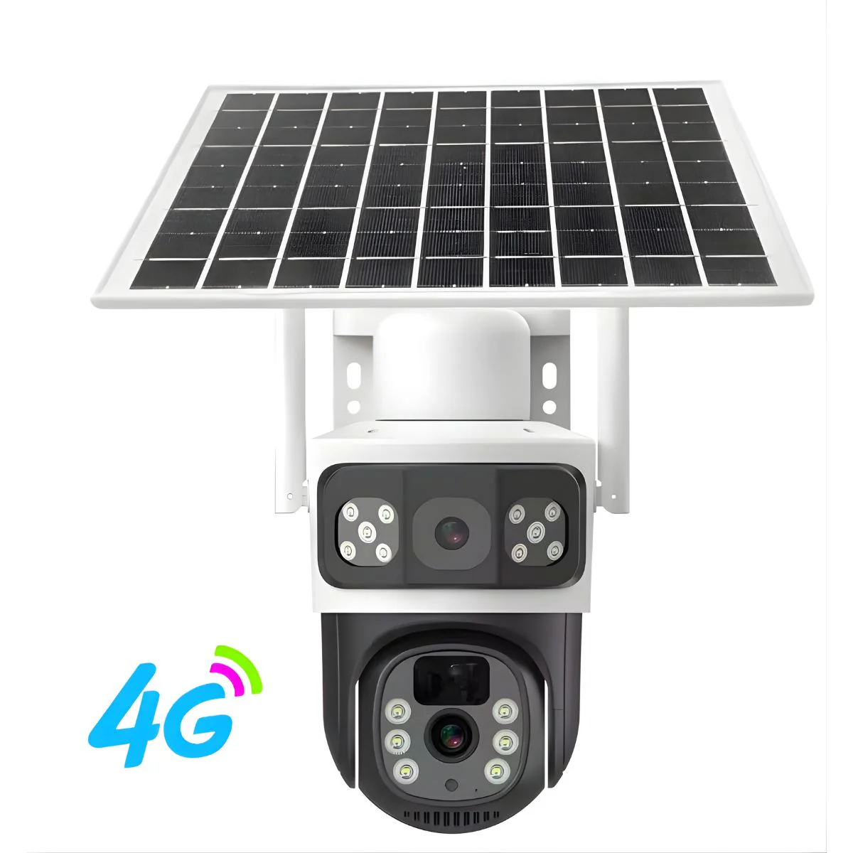 Cámara De Seguridad Solar 4G Doble Lente T8 Blanca Con Visión Nocturna Color, Audio Bidireccional Y PTZ 355° (Funciona Solo Con SIM CARD 4G) - Image 3