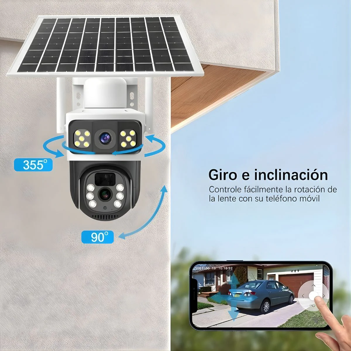 Cámara De Seguridad Solar 4G Doble Lente T8 Blanca Con Visión Nocturna Color, Audio Bidireccional Y PTZ 355° (Funciona Solo Con SIM CARD 4G) - Image 5