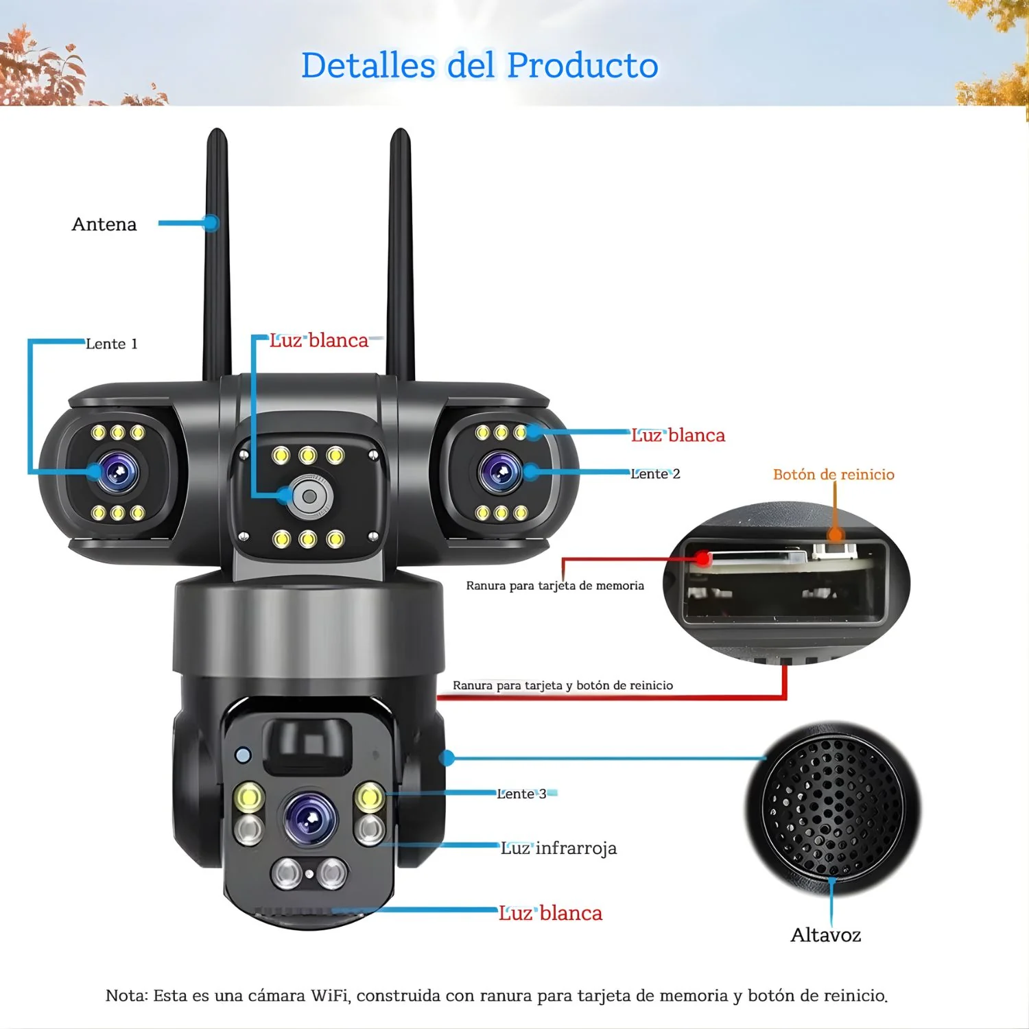 Cámara De Seguridad Solar 4G. Triple Lente 12MP 2K IP66 PTZ 360°. Zoom 10X. Audio Bidireccional Con Detección Humana. - Image 6