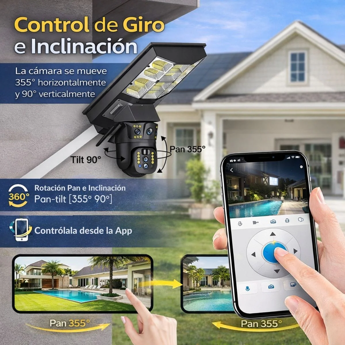 Cámara De Seguridad Solar Binocular Wifi Con Lámpara LED 300W PTZ 360°. Visión Nocturna A Color. Detección Humana IP66. Cámara De Videovigilancia. - Image 3
