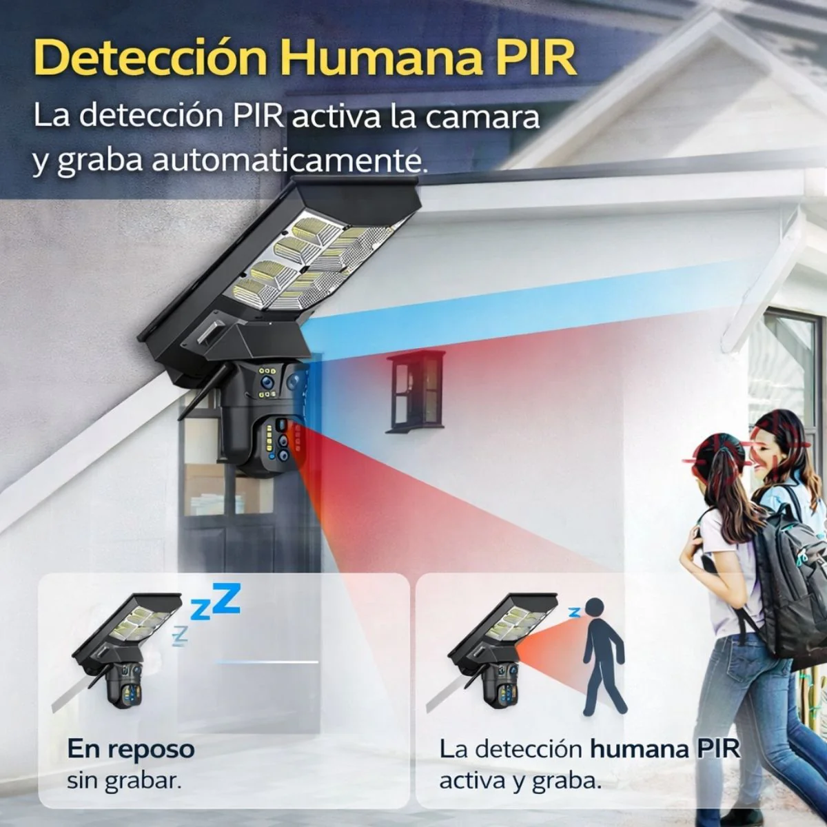 Cámara De Seguridad Solar Binocular Wifi Con Lámpara LED 300W PTZ 360°. Visión Nocturna A Color. Detección Humana IP66. Cámara De Videovigilancia. - Image 4
