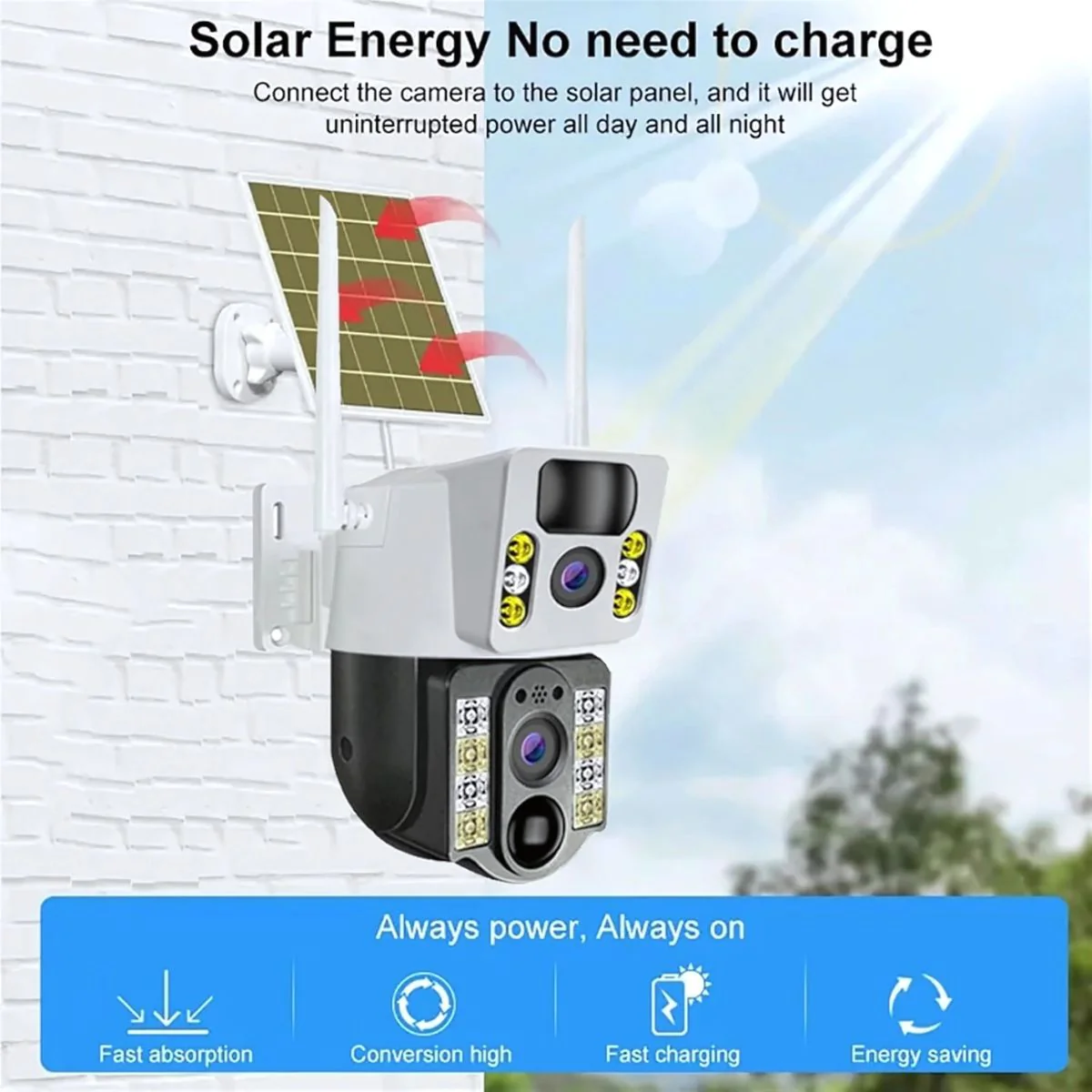 Cámara De Seguridad Solar Con Wifi. Lentes Duales 8MP. Resistente Al Agua. Videocámara De Seguridad Con Panel Solar. - Image 3