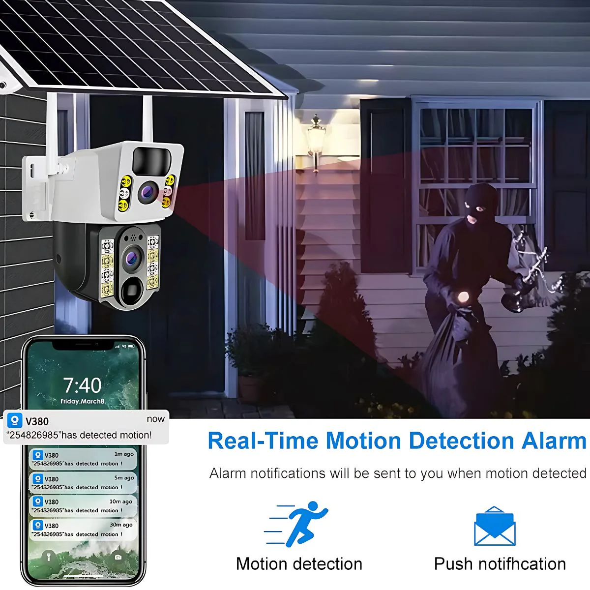 Cámara De Seguridad Solar Con Wifi. Lentes Duales 8MP. Resistente Al Agua. Videocámara De Seguridad Con Panel Solar. - Image 4