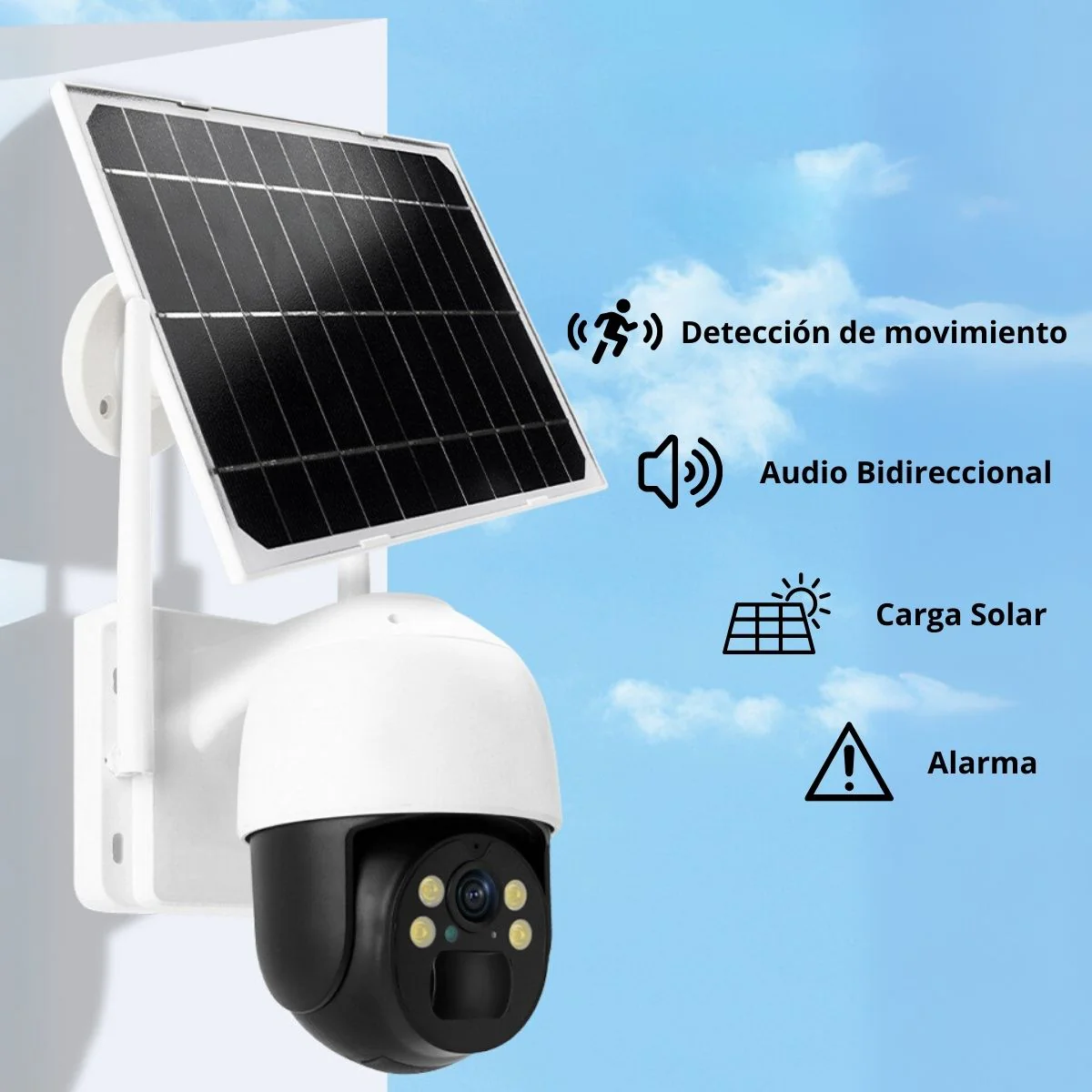 Cámara De Seguridad Solar Inalámbrica Wifi. Cámara De Videovigilancia Con Visión Nocturna Y Detección Inteligente A Prueba De Agua. - Image 2