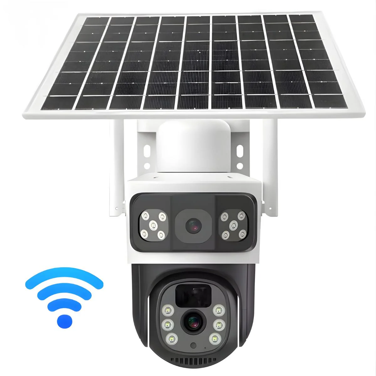 Cámara De Seguridad Solar Wifi Doble Lente T8 Blanca Con Visión Nocturna Color, Audio Bidireccional Y PTZ 355° - Image 3