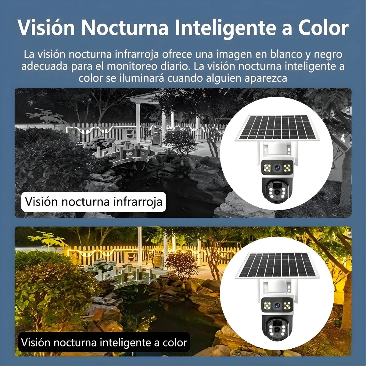 Cámara De Seguridad Solar Wifi Doble Lente T8 Blanca Con Visión Nocturna Color, Audio Bidireccional Y PTZ 355° - Image 6