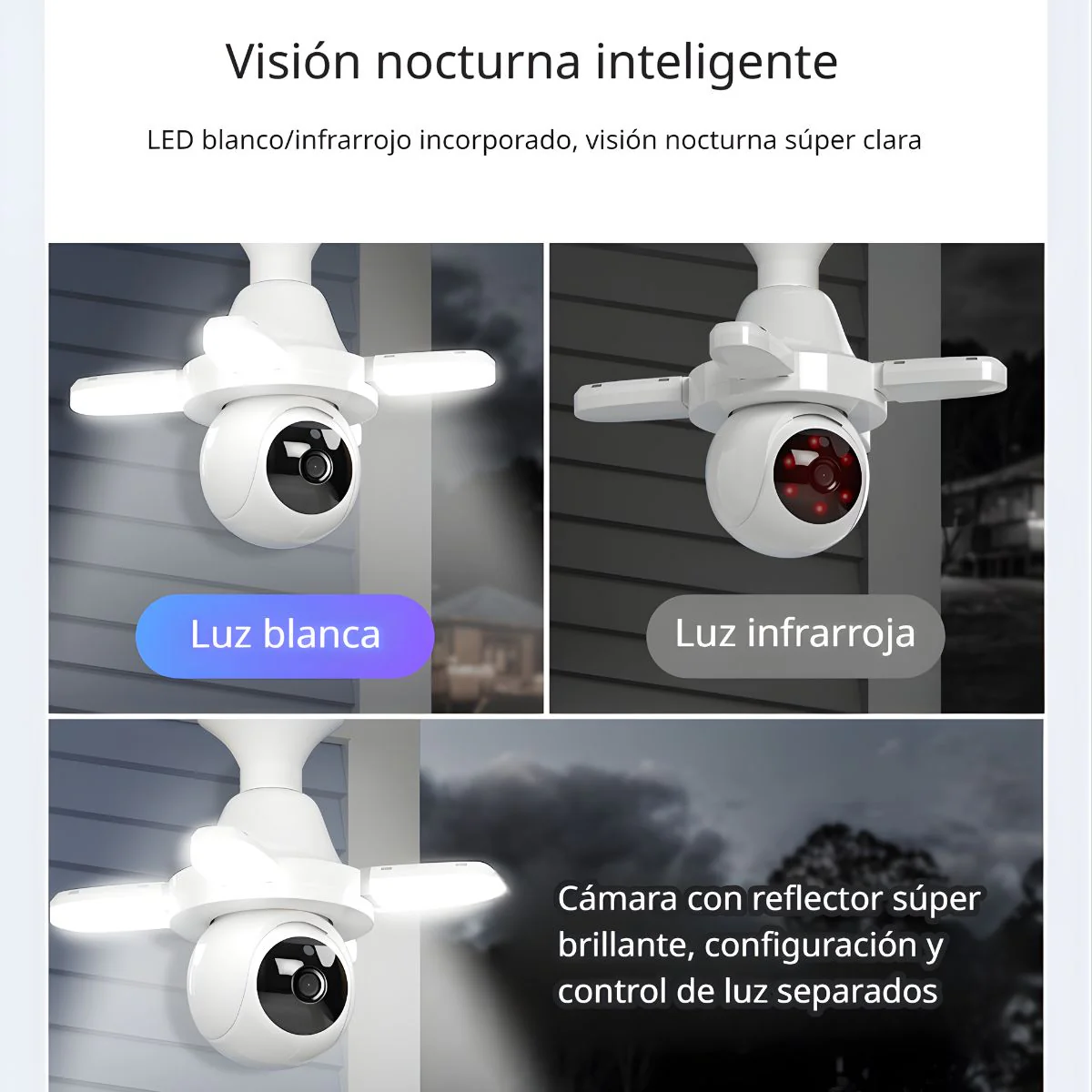 Cámara De Seguridad Wifi 360° Tipo Bombillo Socket Con Visión Nocturna. Cámara De Videovigilancia Con Detección De Movimiento Y Luz LED Integrada. - Image 4