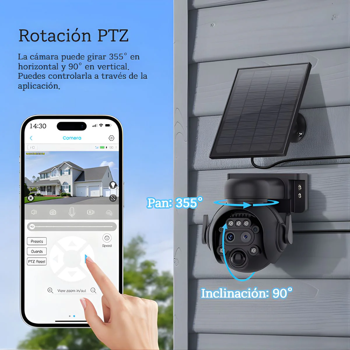 Cámara De Seguridad Wifi Con Panel Solar 6MP. Cámara De Videovigilancia Con Visión Nocturna Y Detección Humana. Zoom 12X - Image 6