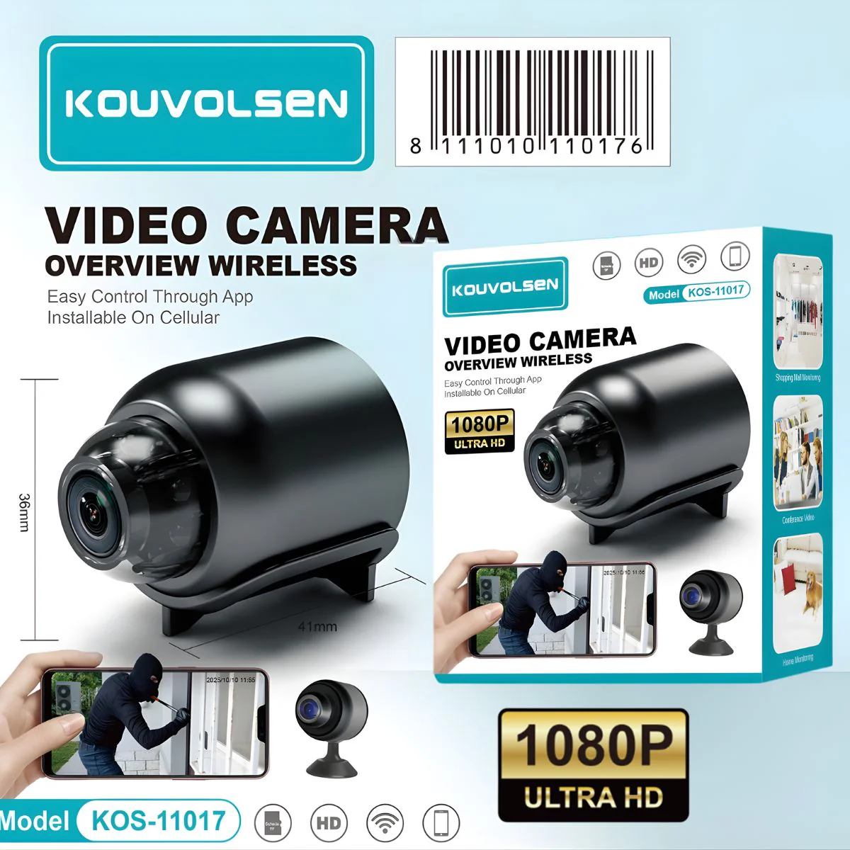 Cámara De Seguridad Wifi Mini 1080P Full HD Inalámbrica Con Control Por App Linklemo Y Grabación En Tarjeta TF.