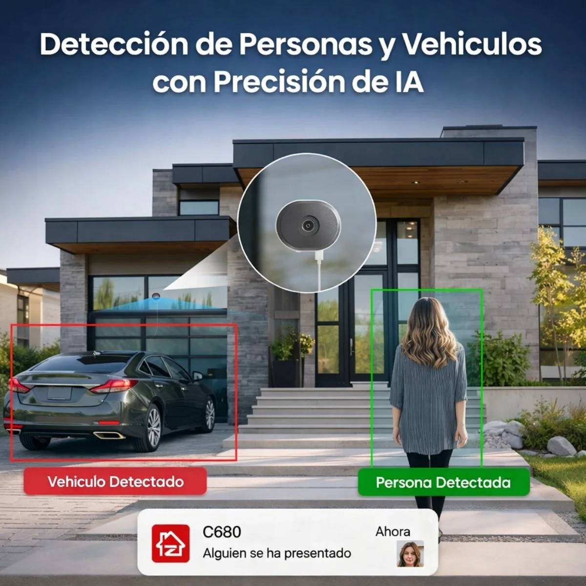 Cámara De Seguridad Wifi Para Ventana 3MP 2.4Ghz/5Ghz Con Visión Nocturna A Color Y Detección De Movimiento. Montaje Peel & Stick Sin Herramientas - Image 3