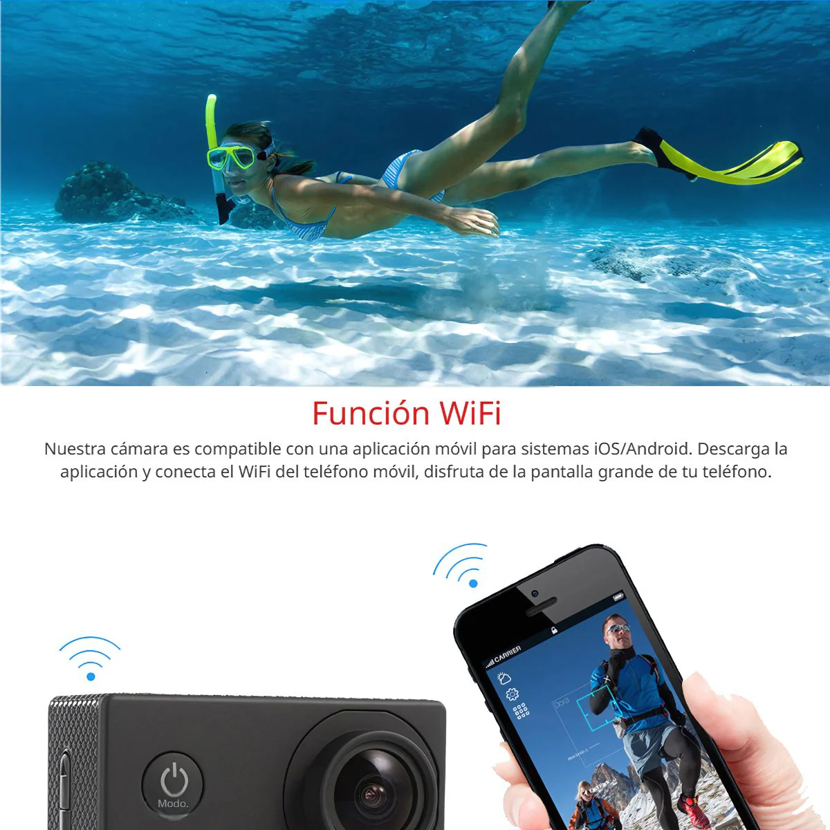Cámara Deportiva 4K Ultra HD Sumergible 30M Con Wifi. Minicámara Tipo Gopro Con Accesorio Para Casco. Videocámara. - Image 4