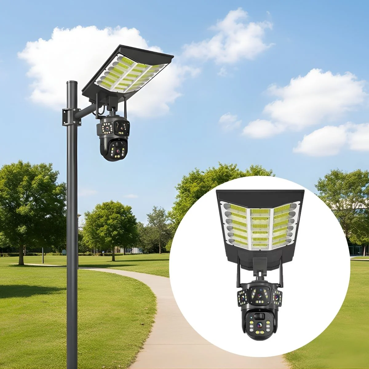Cámara Wifi 360° Con Doble Lente FHD Con Panel Solar. Luz LED Y Detección Humana. Cámara De Seguridad. - Image 4