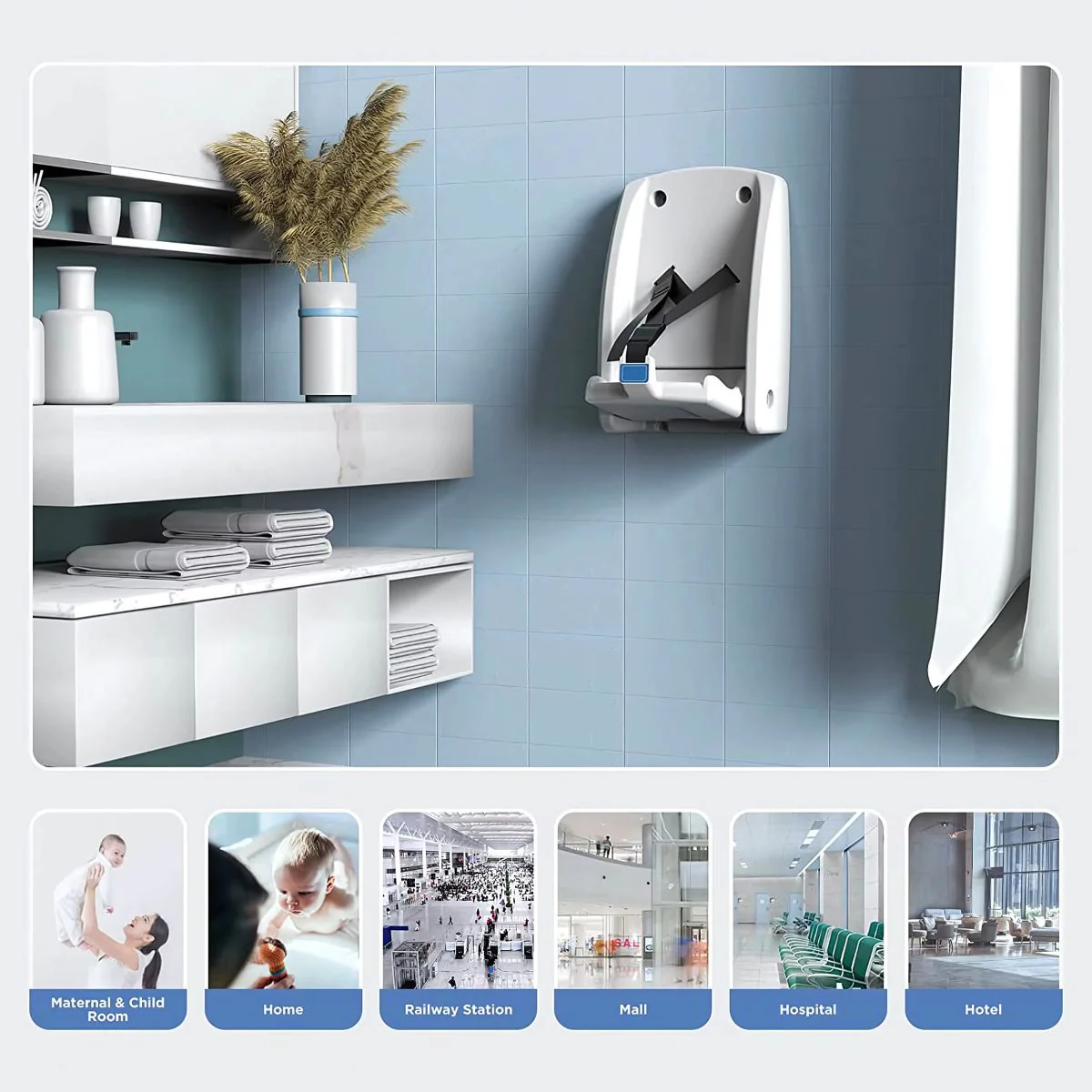 Silla De Bebé Plegable Para Baño Publico Montado En Pared. Soporta Hasta 50 Libras. Silla De Pared. Cambiador - Image 4