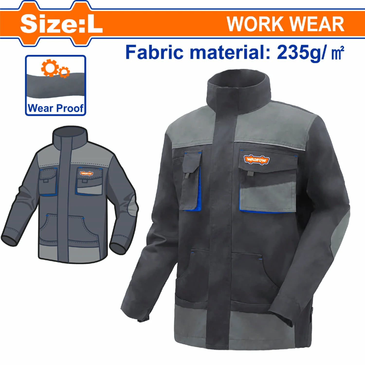 Camisas De Trabajo Con Material Reflectante Y Bolsillos. Manga Larga. Color Gris - Image 3