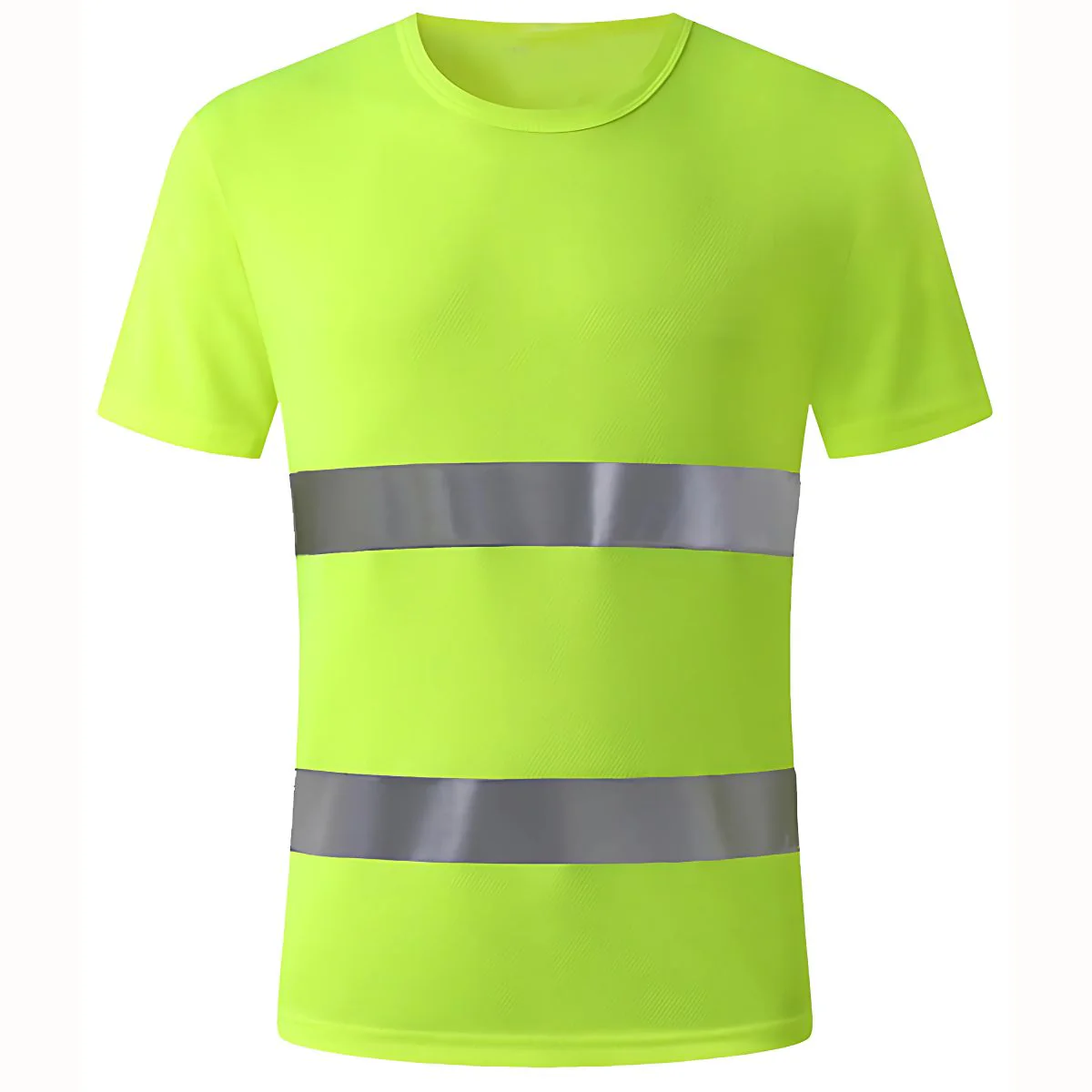 Camisas Suéter Amarillo Fosforescente De Seguridad Con Rayas Reflectivas. Manga Corta.
