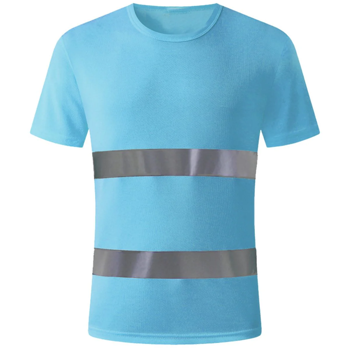 Camisas Suéter Celeste Fosforescente De Seguridad. Con Rayas Reflectivas. Manga Corta. - Image 2