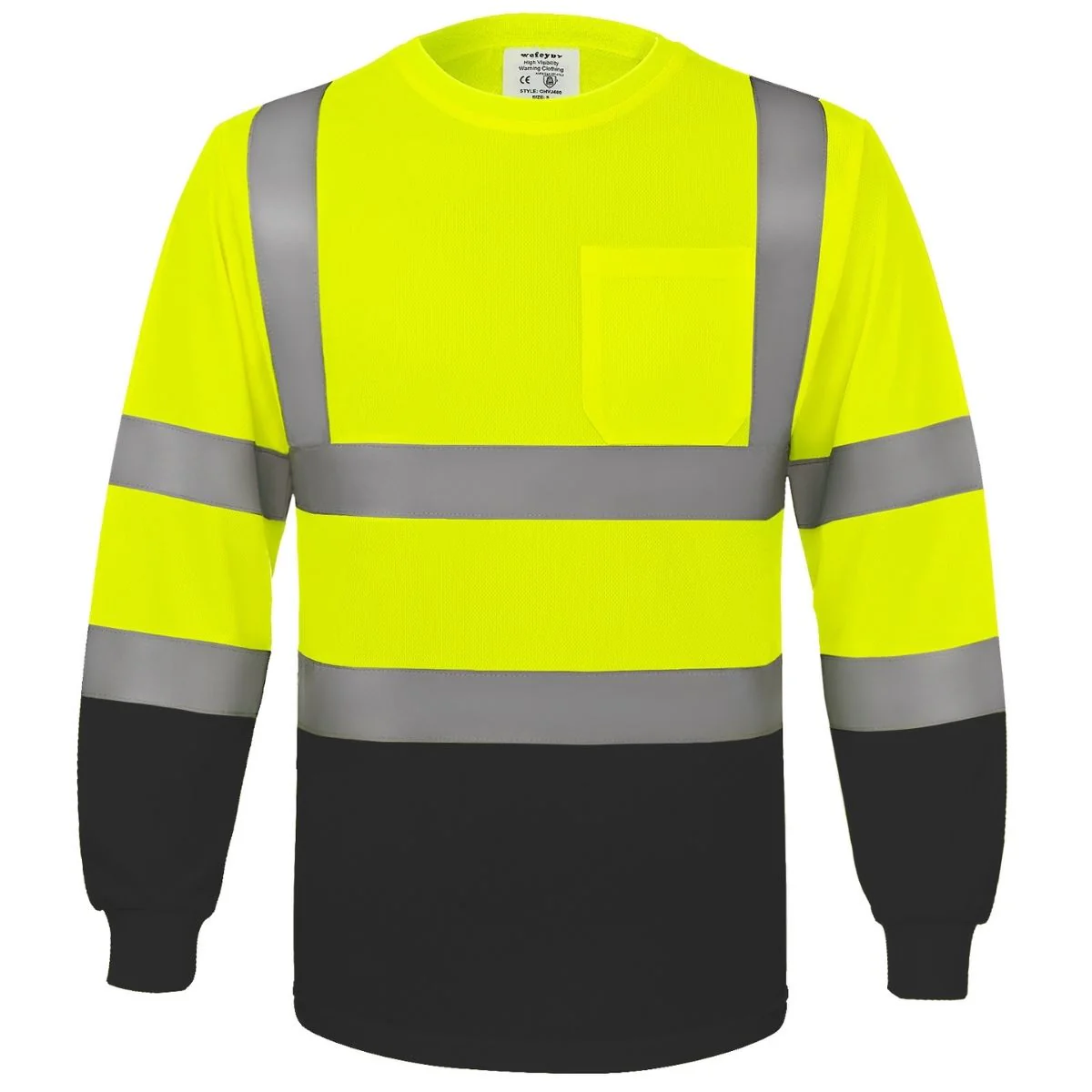 Camisetas Suéteres De Seguridad Alta Visibilidad Manga Larga Con Cintas Reflectivas 360° Certificación ANSI/CE Clase 3. Color Amarillo Y Negro. - Image 6
