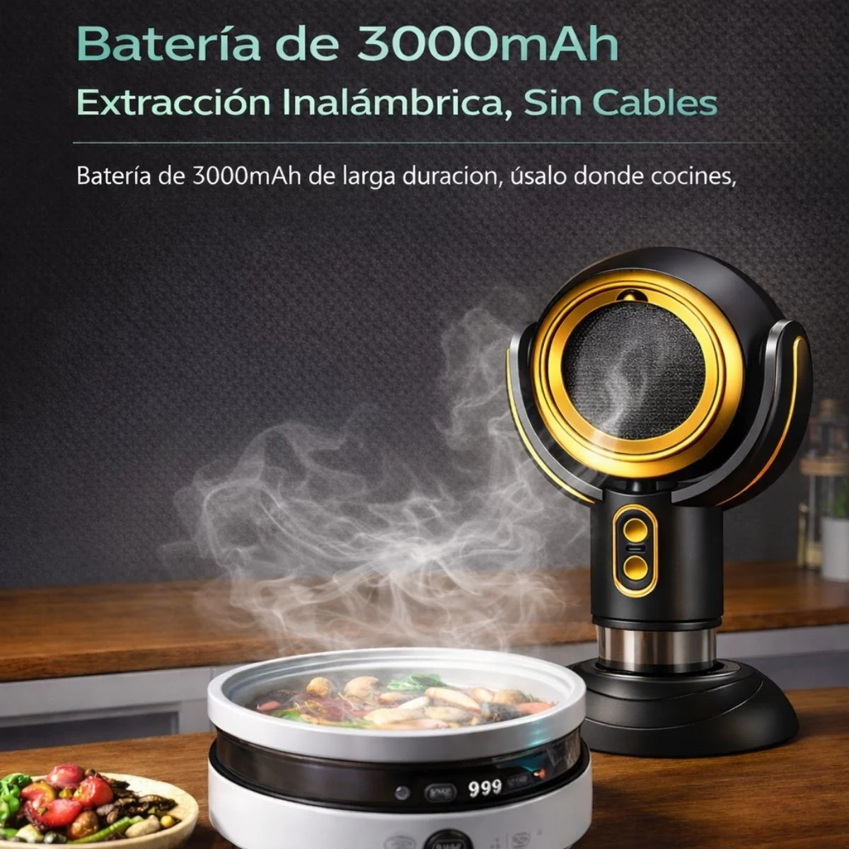 Campana Extractora De Escritorio Portátil Recargable Con Filtro Humo PM2.5 Y Filtro De Aceite. Mini Extractor De Humo Para Cocina Y Mesa De Alta Succión Y Bajo Ruido - Image 3