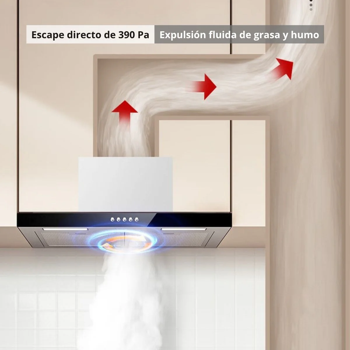 Campana Extractora Cocina Empotrable 27.5” (700Mm) Motor De Cobre Succión 22M³/Min, 390Pa, 110V, 60Hz. Extractor De Humo Y Grasa - Image 3