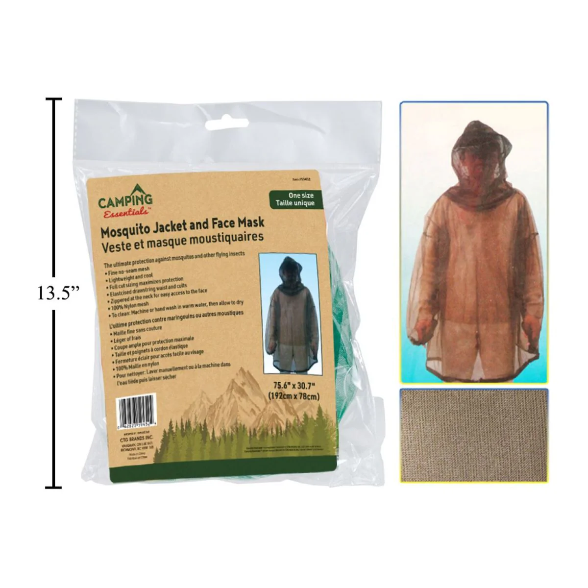 Camping Protector Mosquito Chaqueta Y Mascara Facial, 75.6"X30.7" - Image 2