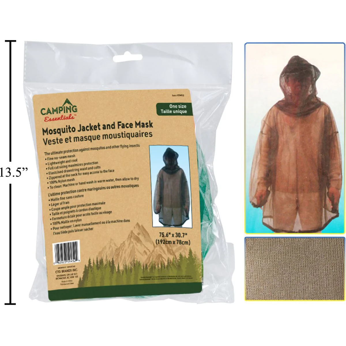 Camping Protector Mosquito Chaqueta Y Mascara Facial, 75.6"X30.7" - Image 6
