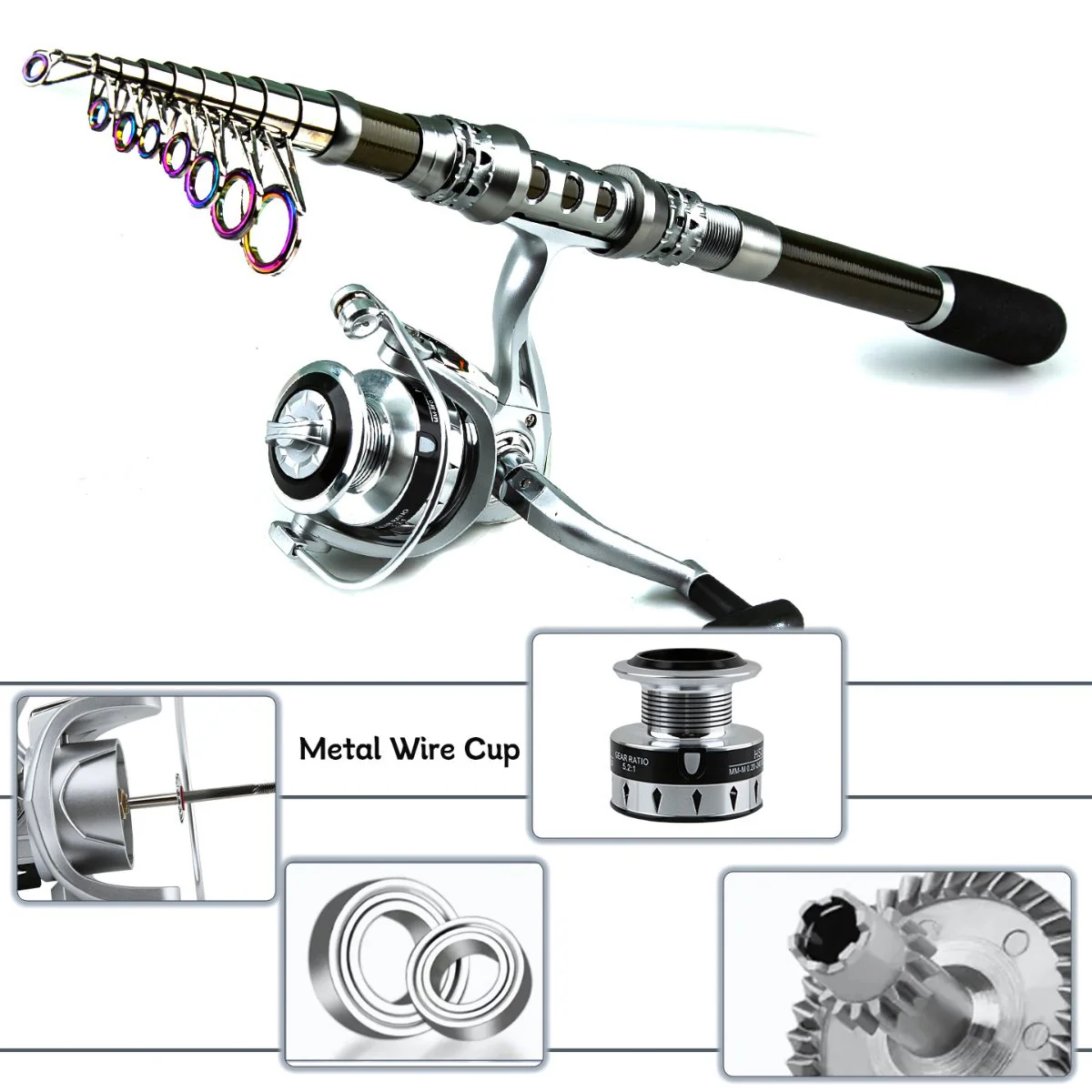 Caña De Pescar Telescópica 2.1M Con Carrete Y Kit Completo De Accesorios Para Pesca - Image 5