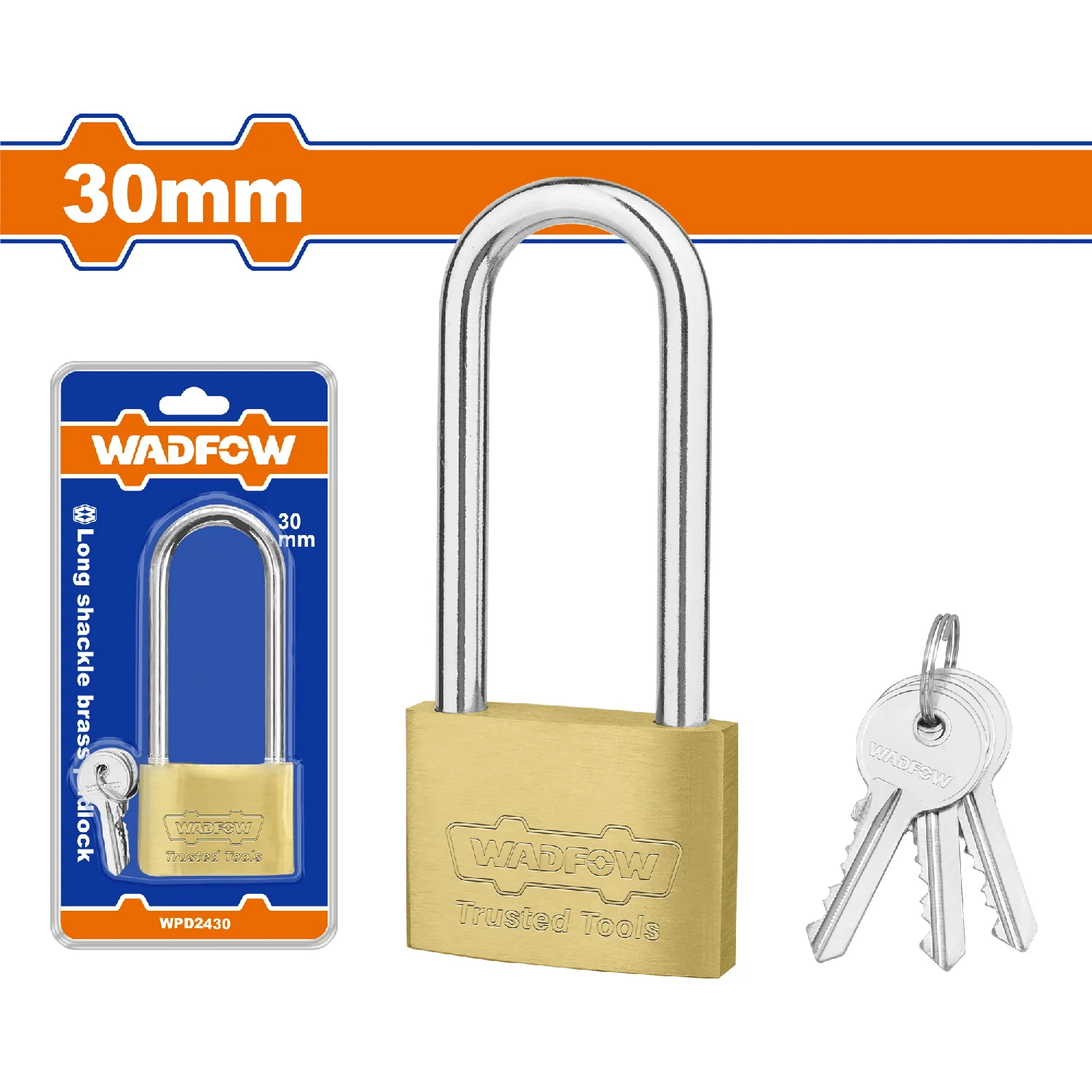 Candado De Latón Extra Largo Estándar 30Mm. Incluye 3 Llaves. - Image 2