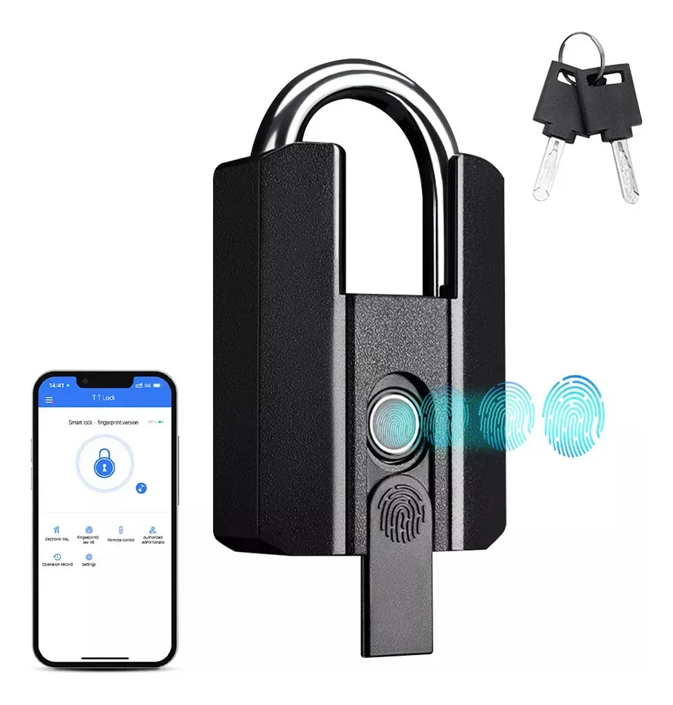 Candado Electronico Cerradura Inteligente Smart Lock Huella Antirrobo, Impermeable, Desbloqueo De Teléfono Para Casillero, Gimnasio, Hogar