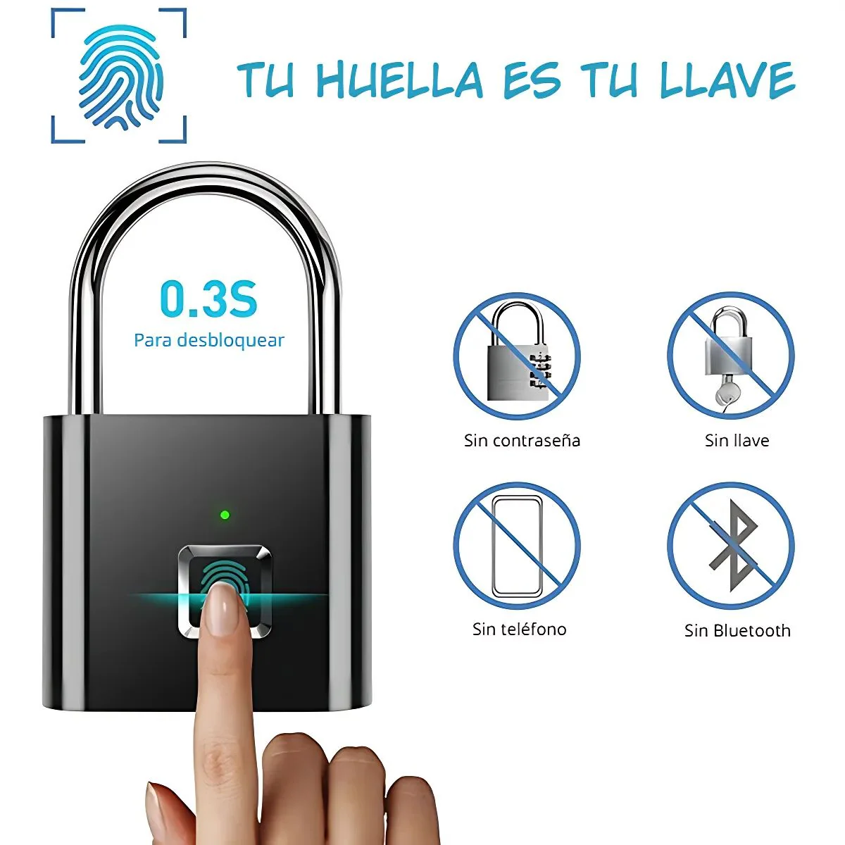Candado Inteligente Con Huella Digital. Sin Llaves Ni Contraseña, Apertura Rápida De 0.5S. Smart Lock. - Image 2