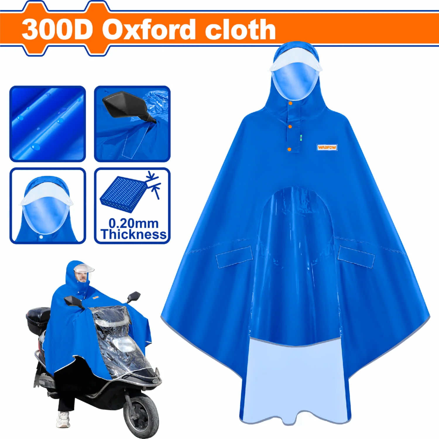Capote Impermeable Para Motorizados. 300D Oxford Grosor 0.20Mm Talla Unica One Size. Cubre La Moto. Poncho Para Lluvia
