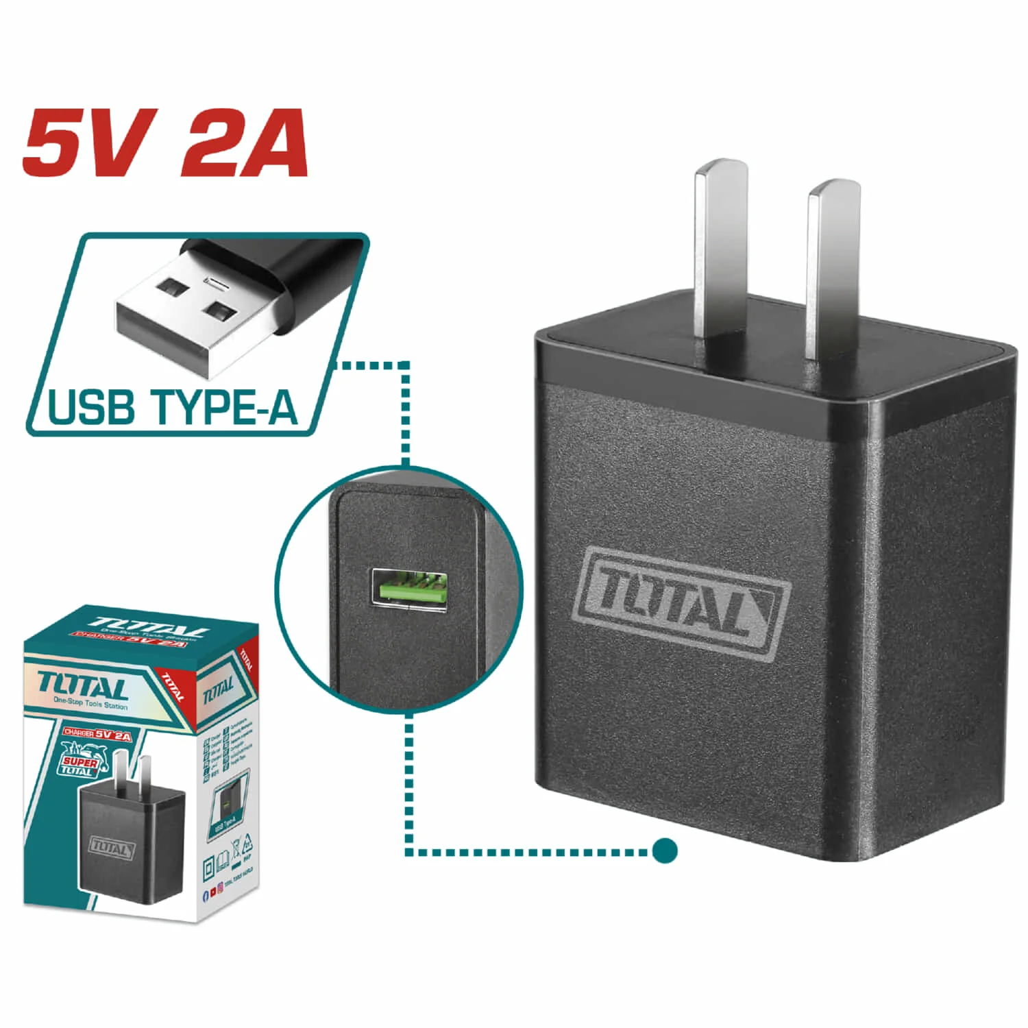 Cargador 5V 2A 110-120V~50/60Hz TOTAL