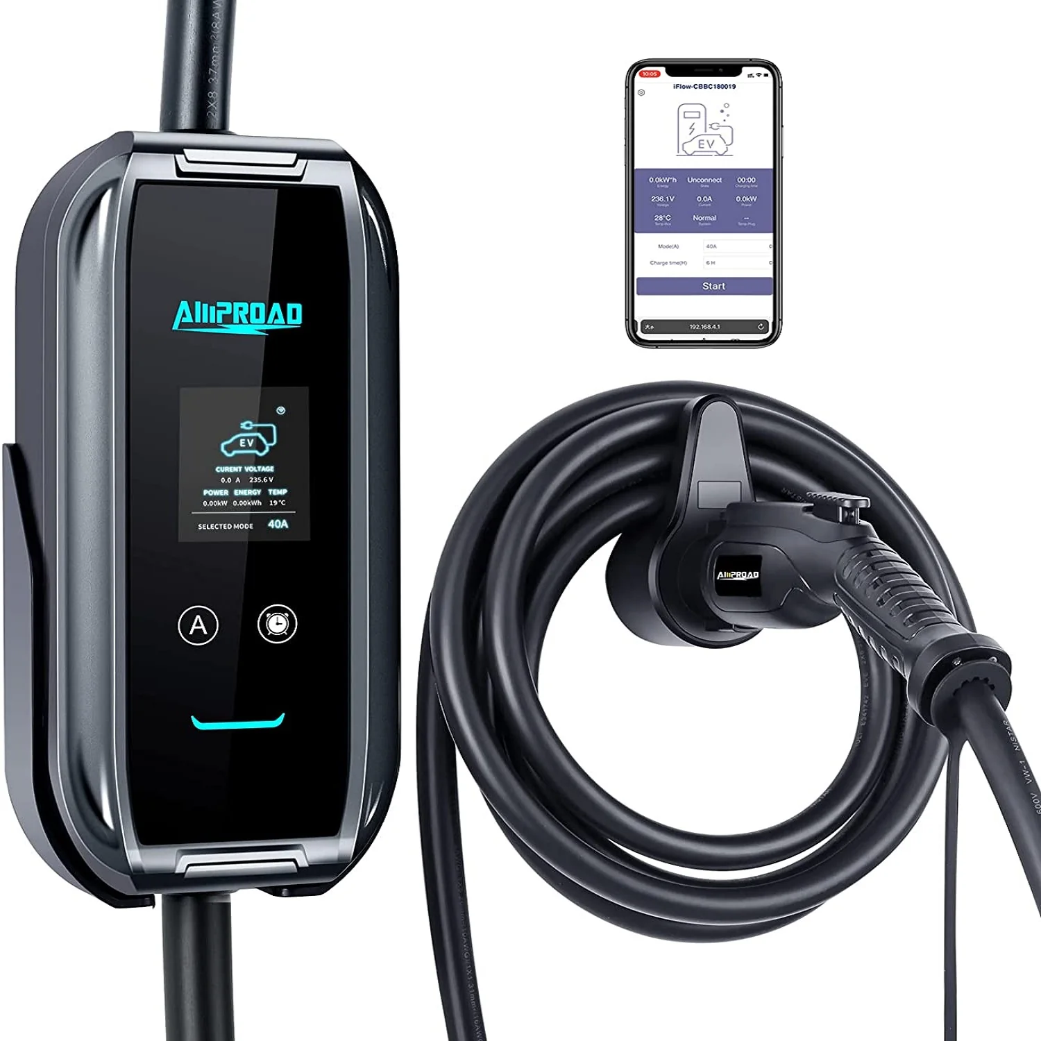 Cargador Carros Eléctricos Tipo1 J1772 Nivel 2 10-40A 110-240V  Wifi Dual Portátil O De Pared - Image 6