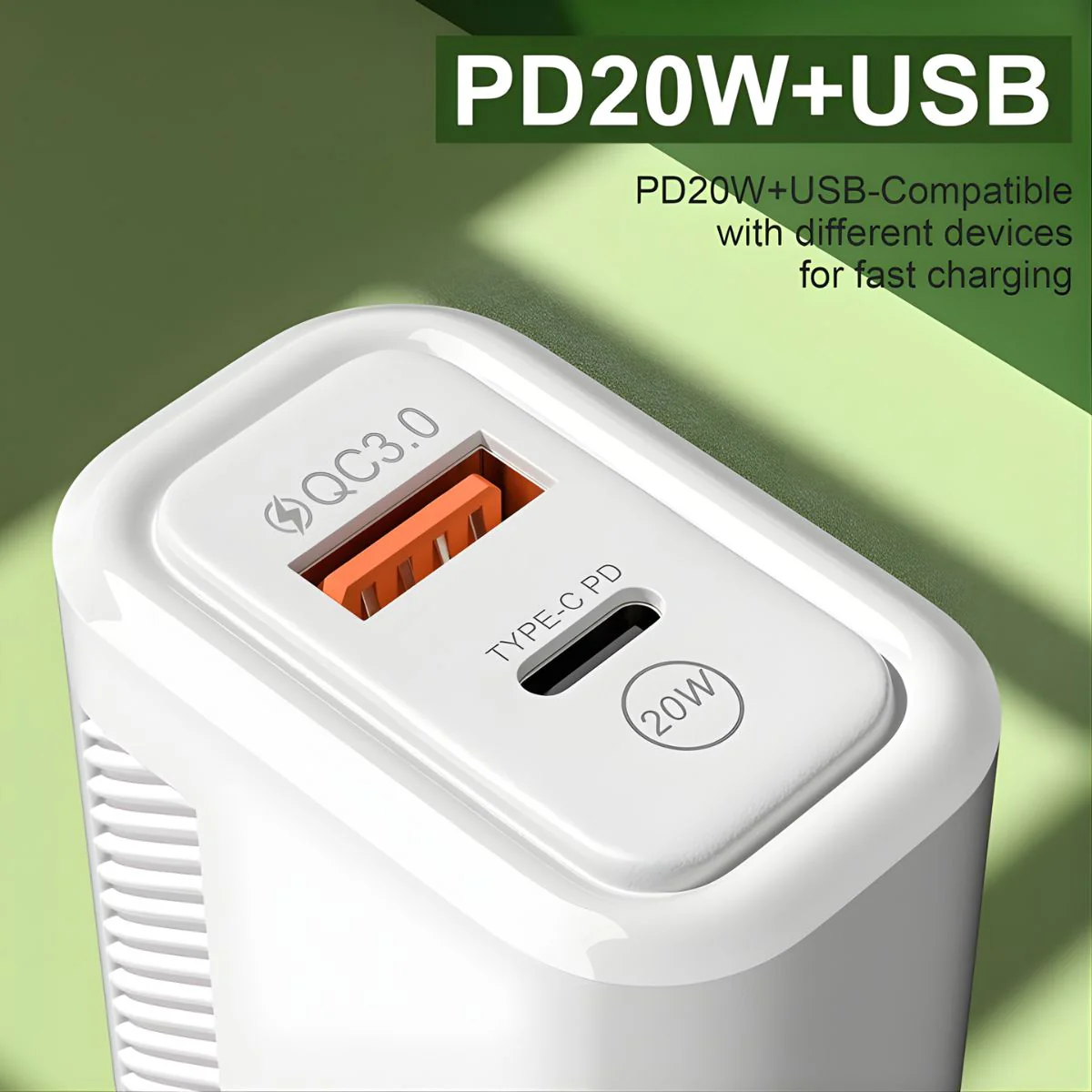 Cargador De Pared 20W Con Carga Rápida PD 3.0 Y QC 3.0. Cubo Adaptador De Corriente Con Puerto USB-C Y USB. - Image 2