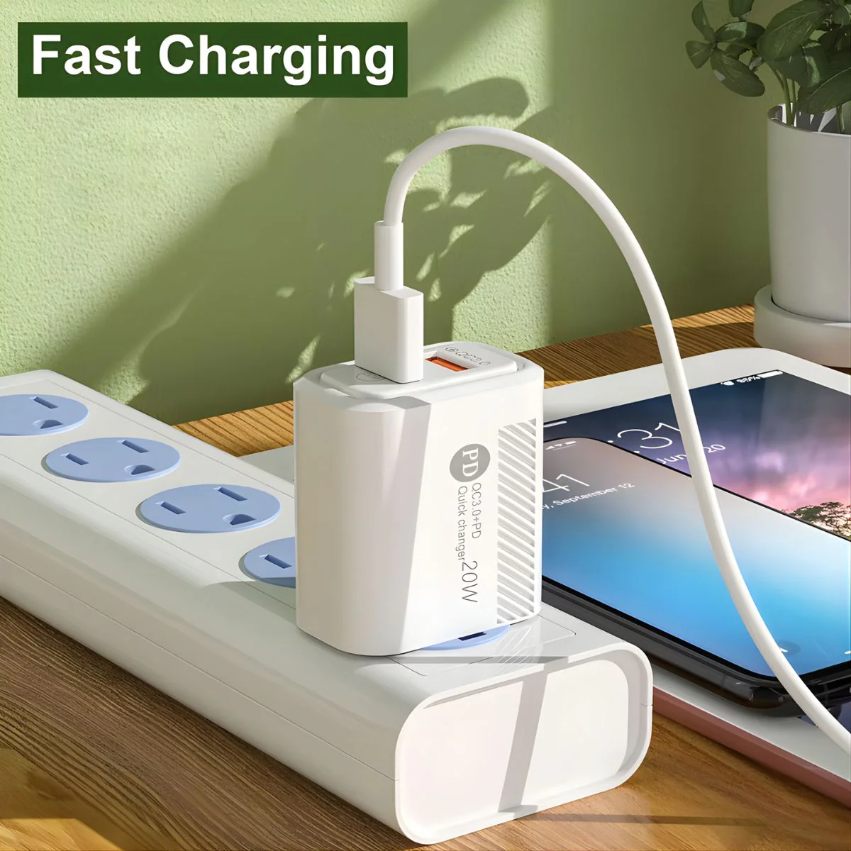 Cargador De Pared 20W Con Carga Rápida PD 3.0 Y QC 3.0. Cubo Adaptador De Corriente Con Puerto USB-C Y USB. - Image 3