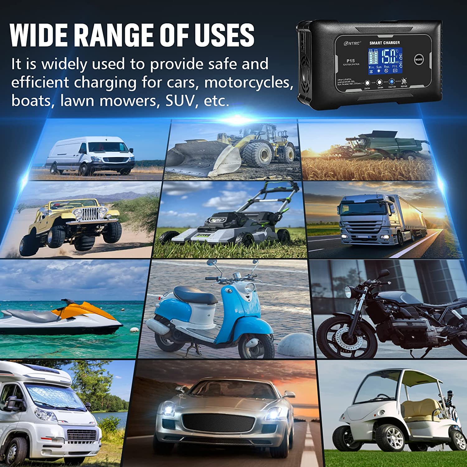 Cargador De Batería Inteligente De 15 Amperios, De 12 V Y 24V12 V/15 A - Image 4