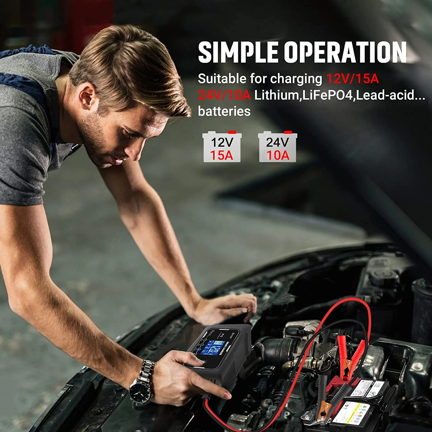 Cargador De Batería Inteligente De 15 Amperios, De 12 V Y 24V12 V/15 A - Image 6