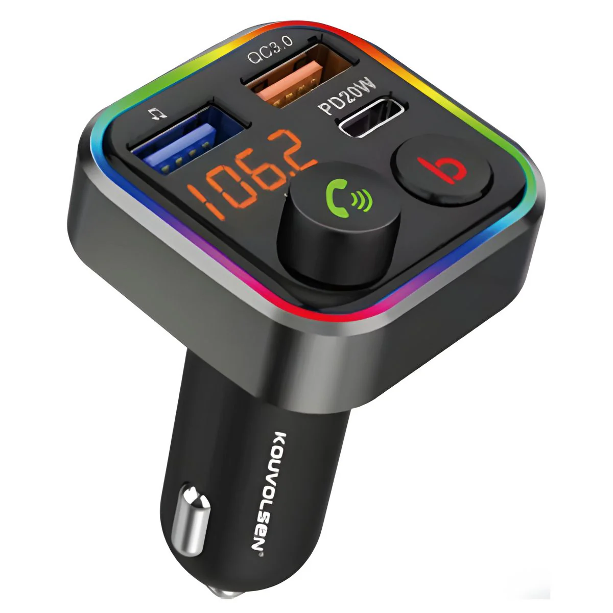 Cargador Para Auto 20W Con Bluetooth, Transmisor FM Y Reproductor MP3. Adaptador De Carro Con Carga Rápida PD Y QC Para Múltiples Dispositivos. - Image 2