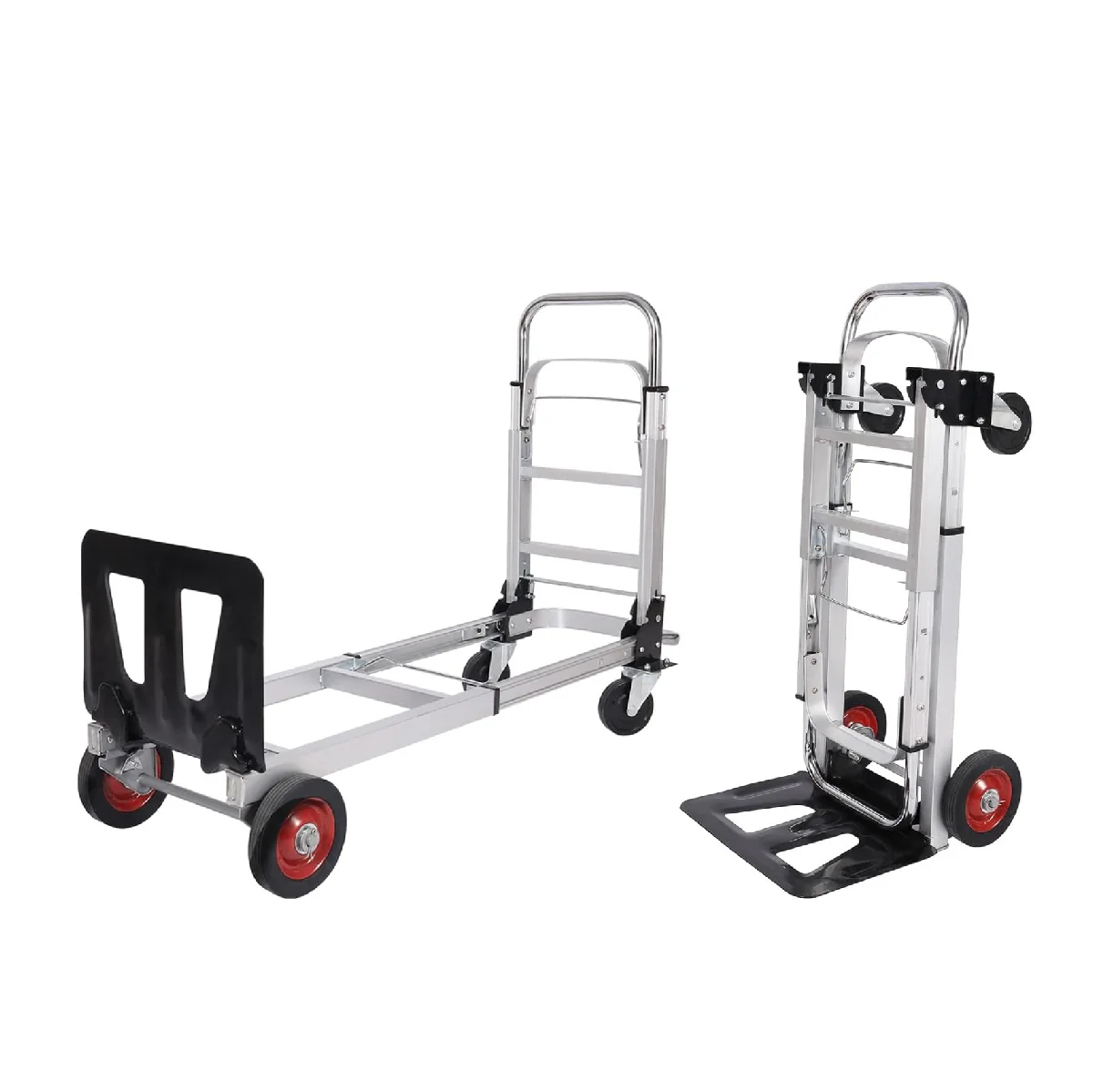 Carretilla Carrito De Carga Plegable Convertible 2 En 1 Ruedas De Goma Carga Max. 150Kg Acero Y Aluminio