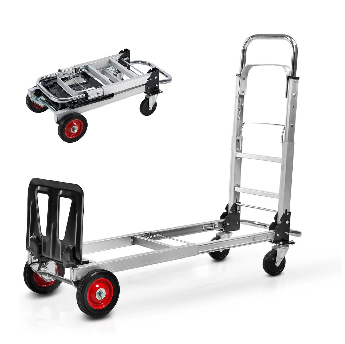 Carretilla Carrito De Carga Plegable Convertible 2 En 1 Ruedas De Goma Carga Max. 150Kg Acero Y Aluminio - Image 5