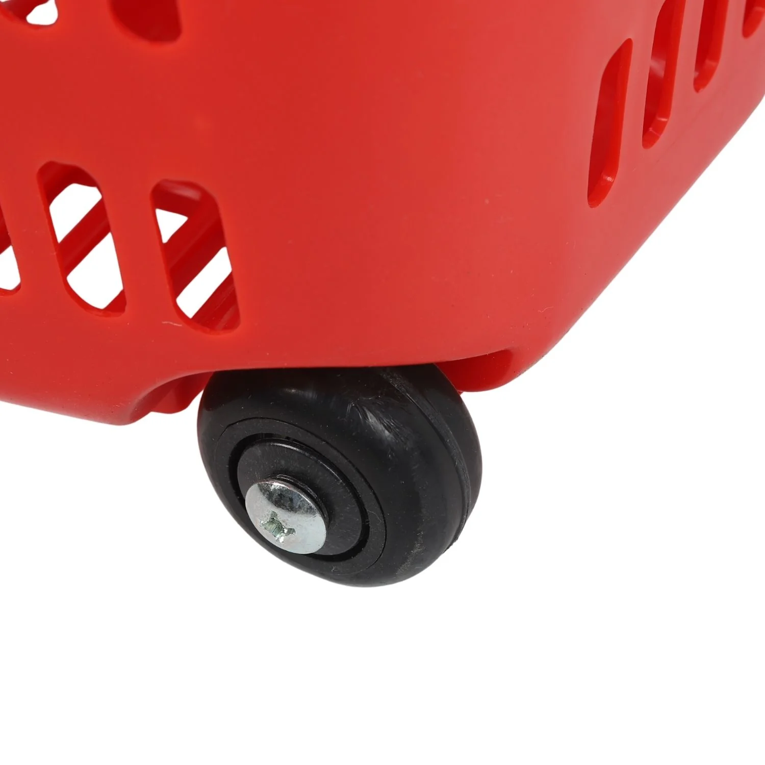 Carrito De Compras Plástico 45L Con Asa Extensible Y Ruedas. Cesta Roja Con Rueditas Para Supermercado - Image 4