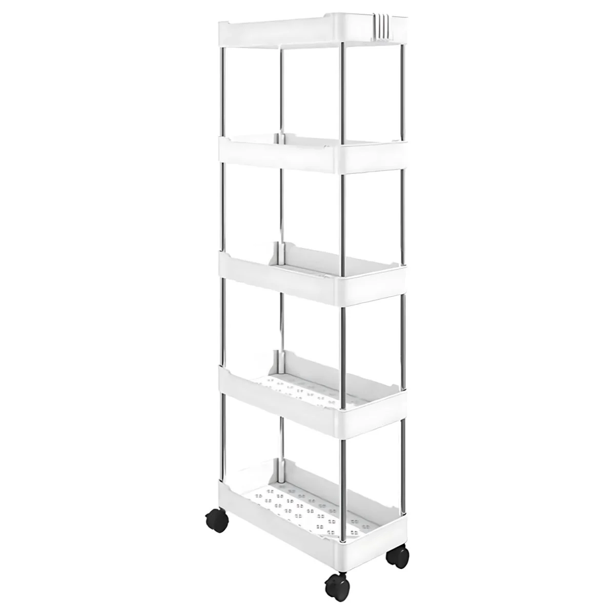 Carrito Organizador De 5 Niveles. Color Blanco 40X22x113cm. Anaquel Multiusos De Almacenaje Con Ruedas. - Image 2