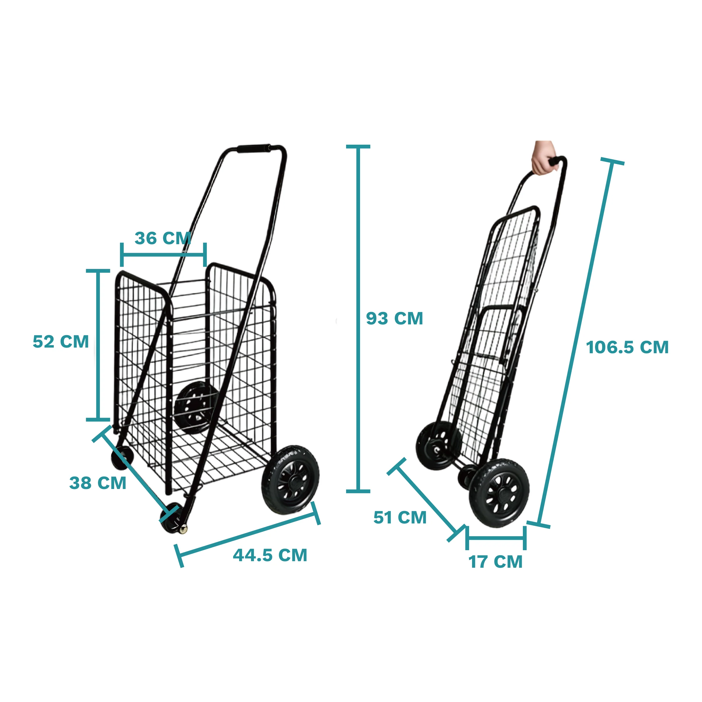 Carrito Plegable De Compras Con Ruedas Grandes Y Canasta Reforzada 71L Carretilla Multiusos. Trolley - Image 4