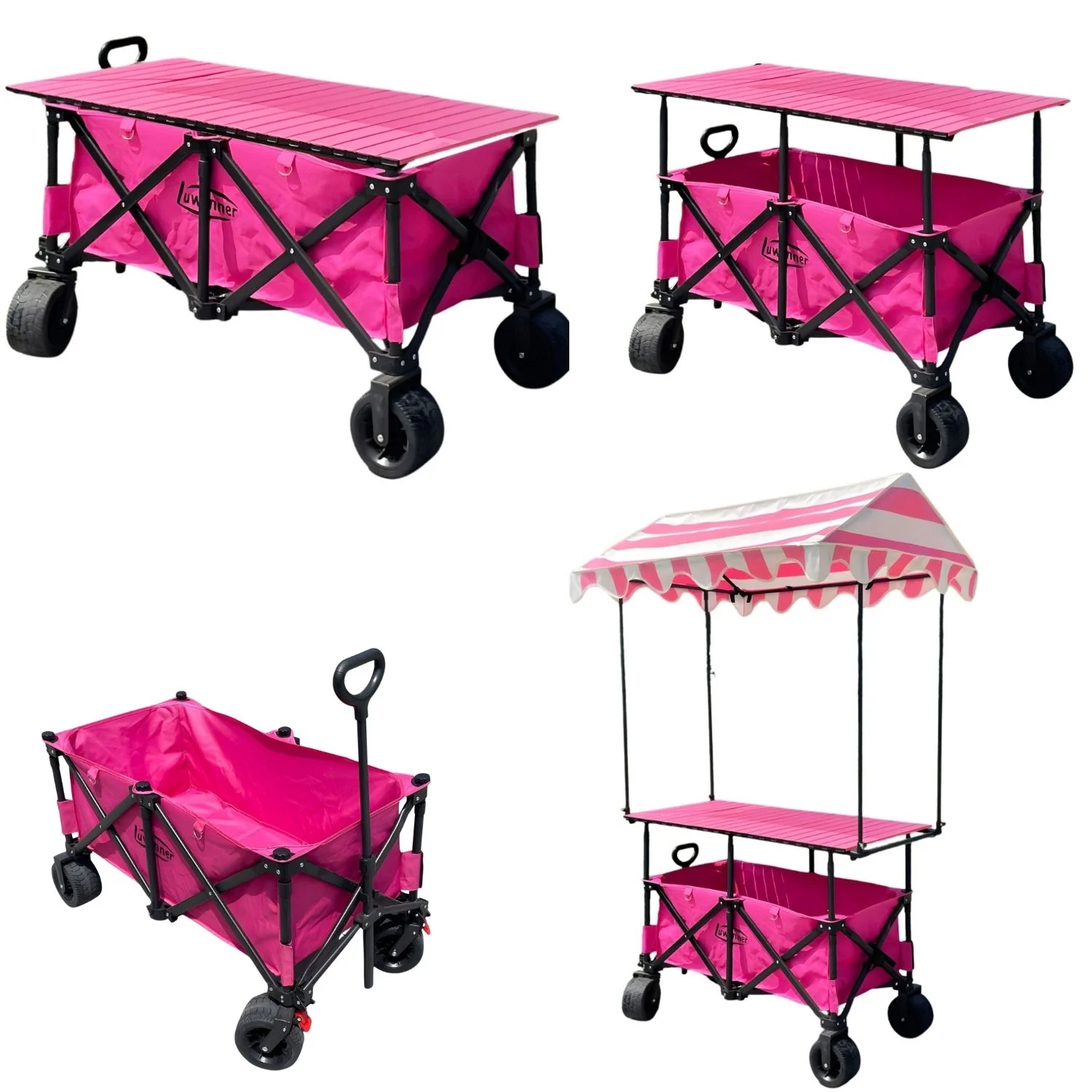 Carrito Plegable Multifunción 3 En 1. Con Toldo Protector Y Mesa Superior. Color Rosado. Ideal Para Ferias Y Eventos. Carrito De Ventas. Kiosco Con Techo - Image 6