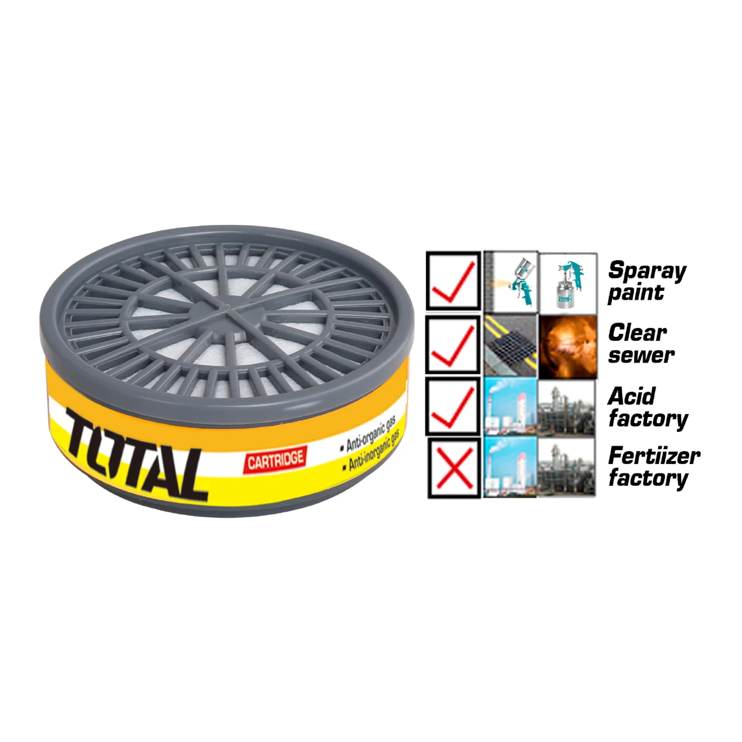 Cartucho Para Respirador THRS02.Con Carbon Activ. Efect. Contra La Mayoria De Gases/Pintura De Spray - Image 2