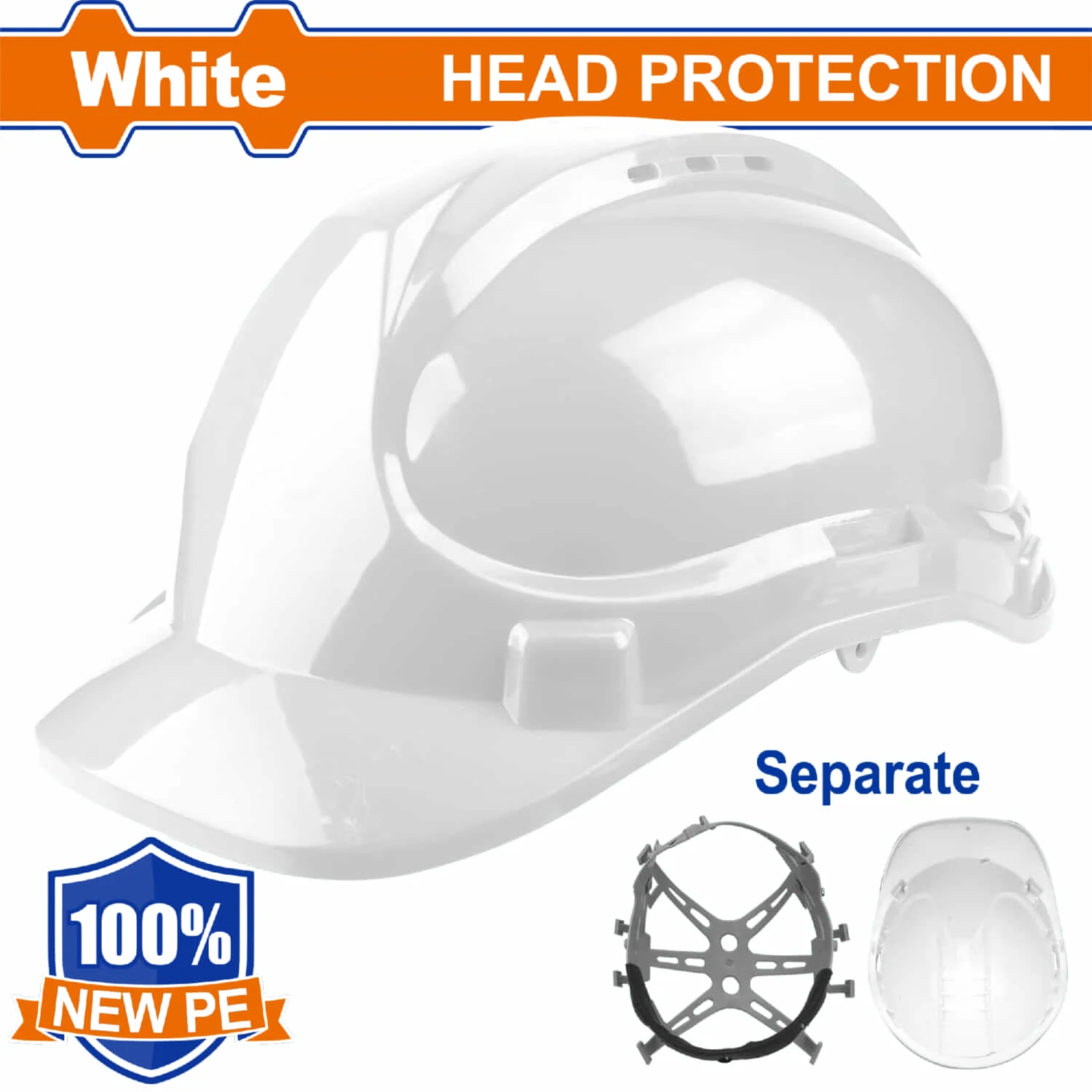 Casco De Seguridad Color Blanco. 6 Puntos De Suspension. Ajustable. Carcasa De PE. Incluye Correa.