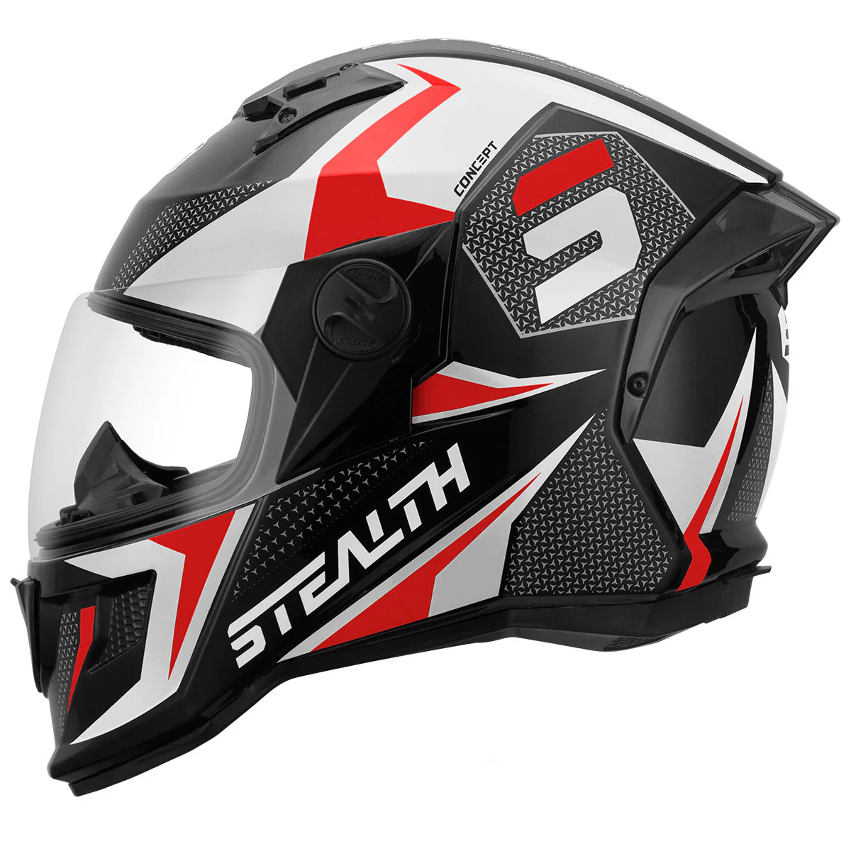 Cascos Stealth Concept Brillante Blanco/Rojo - Image 5