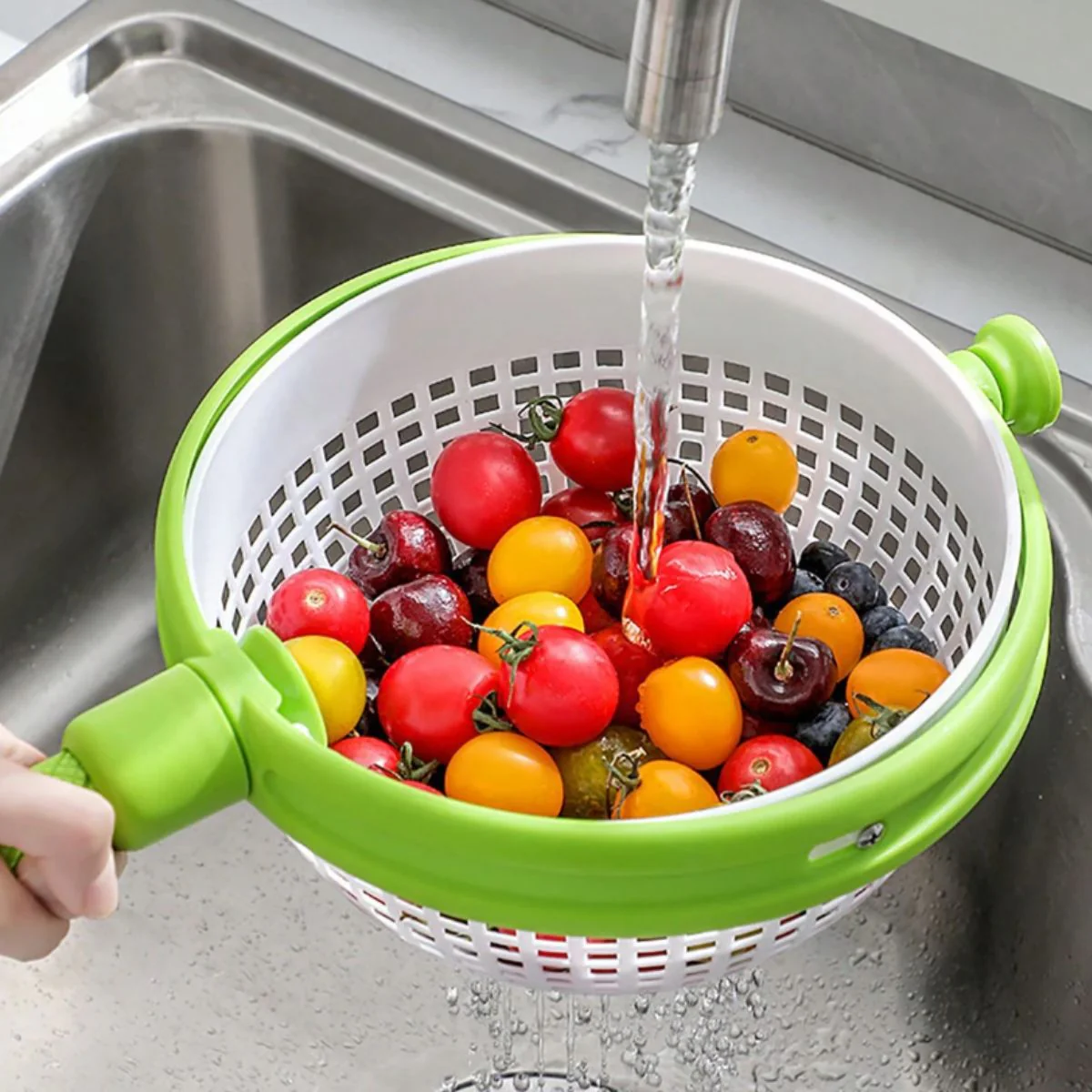 Centrifugador De Verduras Y Frutas Con Giro Manual Y Canasta Desmontable. Secador De Ensaladas Lechuga Y Vegetales. Escurridor Giratorio. Colador. - Image 4