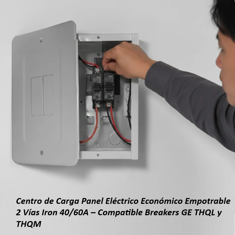 Centro De Carga Panel Eléctrico Económico Empotrable 2 Circuitos De Acero 40/60A – Compatible Breakers GE THQL Y THQM - Image 2